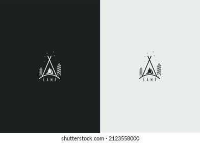 Creative Camping Logo, Minimal Outdoor Adventure vector