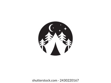 creativo camping noche logo diseño	
