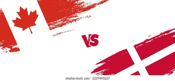 Ilustración de la bandera del pincel Creative Canada vs Dinamarca. Estilo de pincel artificial dos indicadores de país fondo de relación