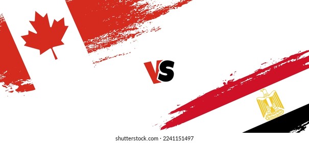 Ilustración de la bandera del pincel Creative Canada vs Egipto. Estilo de pincel artificial dos indicadores de país fondo de relación
