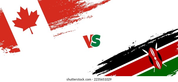 Creative Canada vs Kenya brush flag illustration. Artistic brush style two country flags relationship background
