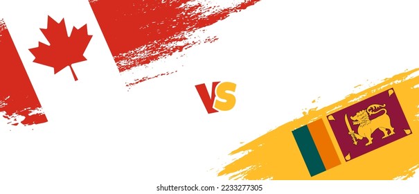 Creative Canada vs Sri Lanka bürsten Flaggen. Zwei Länderflaggen im Stile eines künstlerischen Pinsels, Hintergrund