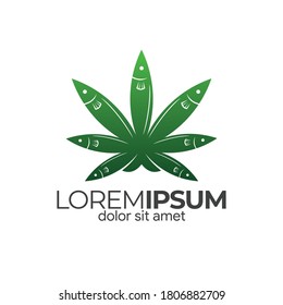 Creative Cannabis Leaf Fish Logo Vector