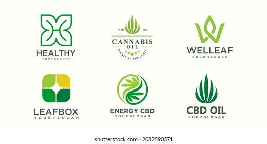 creative cannabis logo and icon set. design template vector.