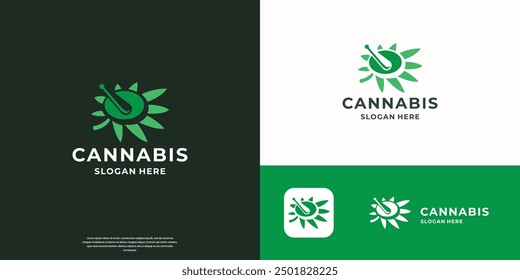 creative cannabis logo and mortar paste design template.