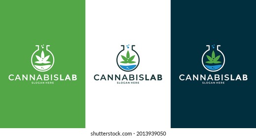 creative cannabis marijuana lab logo design template
