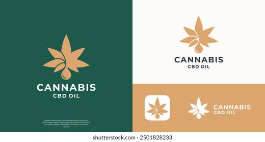 Logotipo creativo del aceite de cannabis con concepto simple.