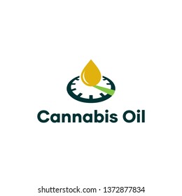 Creative Cannabis Oil Time Logo Design Idea