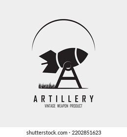 creative cannon, cannon ball, and artillery vintage logo with slogan template