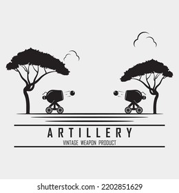 creative cannon, cannon ball, and artillery vintage logo with slogan template