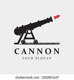 creative cannon, cannon ball, and artillery vintage logo with slogan template
