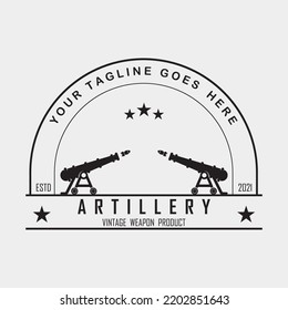 creative cannon, cannon ball, and artillery vintage logo with slogan template
