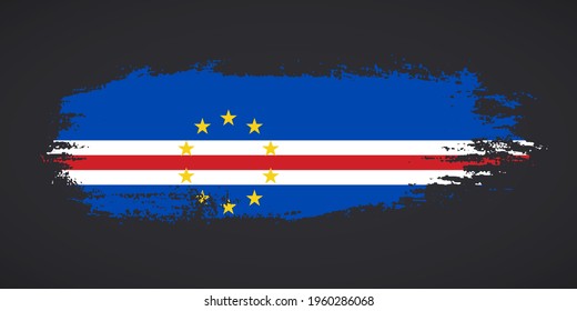 Creative Cape Verde country grungy brush flag for independence day