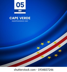 Creative Cape Verde flag on fabric texture. Vintage style independence day background
