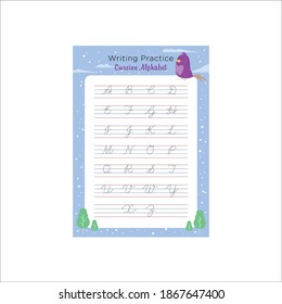 Creative Capital Cursive Worksheet, Cursive Handwriting Practice for kindergarten, school homework alphabet