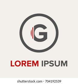 creative capital letter G. alphabet vector with red strips and circle for logo, icon and symbol