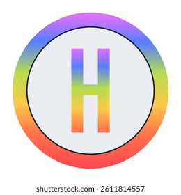 Creative Capital Letter H symbol with rainbow gradient and dual circular design. Light gray background gives it a bright, modern, and professional appearance.