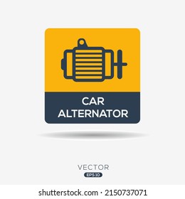 Icono creativo (alternador de coches), signo de vector.