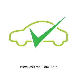 Creative Car Check Mark Logo Design Symbol Vector Illustration