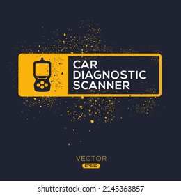 Icono creativo (escáner de diagnóstico del coche), signo vector.