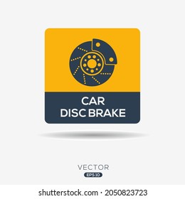 Creative (car disc brake) Icon ,Vector sign.