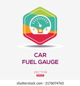 Icono creativo (medidor de combustible para coches), signo de vector.