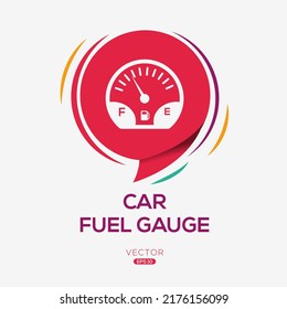 Icono creativo (medidor de combustible para coches), signo de vector.