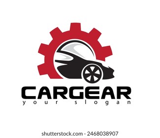 creative car and gear logo design template