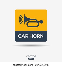 Creative (Car Horn) Icon, Vector Sign.