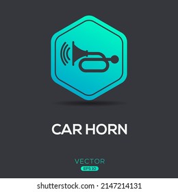 Creative (Car Horn) Icon, Vector Sign.