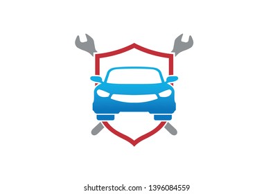 Creative Car Shield Wrench Screwdriver Logo Design Illustration