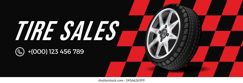 Creative car tire advertisement poster. Information. Banner. Store poster. Flyer. Brochure. Web design. 