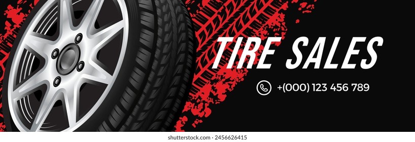 Creative car tire advertisement poster. Information. Banner. Store poster. Flyer. Brochure. Web design. 