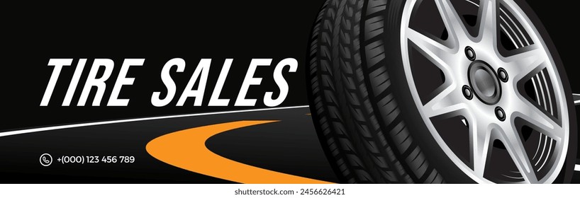 Creative car tire advertisement poster. Information. Banner. Store poster. Flyer. Brochure. Web design. 