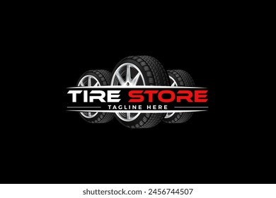 Creative car tire logo, tire shop, tire sale, tire change logo vector illustration.