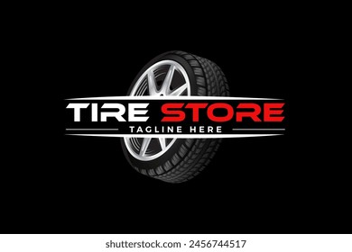 Creative car tire logo, tire shop, tire sale, tire change logo vector illustration.