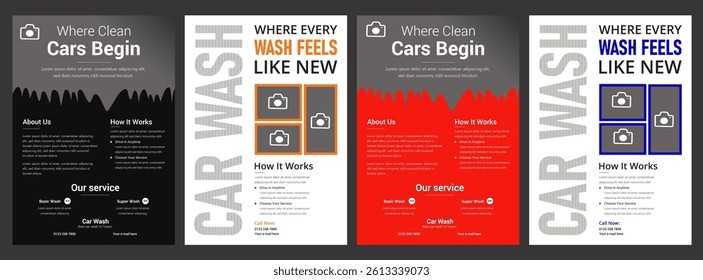 Creative car wash car detailing and rental flyer,Auto detailing service,bubbles, clean, shine, care, tire, technology,business advertising banners, and social media posts,Car Wash poster templates.