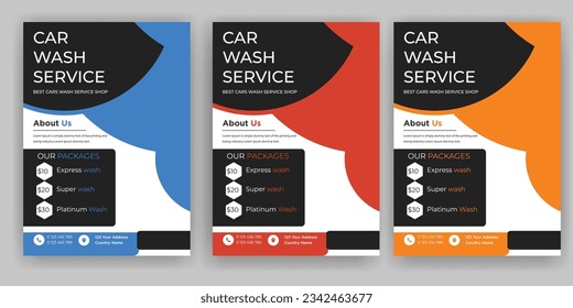 Creative Car Wash Flyer set, Abstract design carwash flyer bundle, Car Detailing, Auto Detailing Flyer, Car Wash poster templates