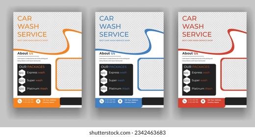 Creative Car Wash Flyer set, Abstract design carwash flyer bundle, Car Detailing, Auto Detailing Flyer, Car Wash poster templates