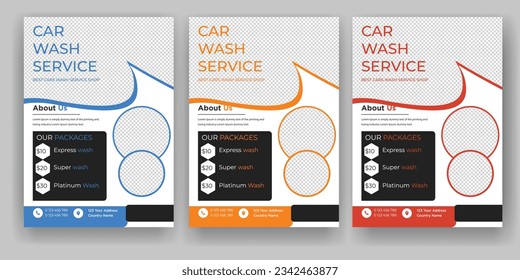 Creative Car Wash Flyer set, Abstract design carwash flyer bundle, Car Detailing, Auto Detailing Flyer, Car Wash poster templates