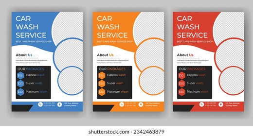 Creative Car Wash Flyer set, Abstract design carwash flyer bundle, Car Detailing, Auto Detailing Flyer, Car Wash poster templates