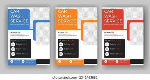 Creative Car Wash Flyer set, Abstract design carwash flyer bundle, Car Detailing, Auto Detailing Flyer, Car Wash poster templates