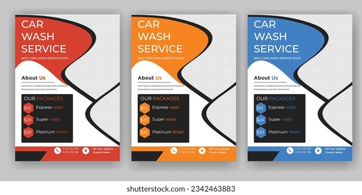 Creative Car Wash Flyer set, Abstract design carwash flyer bundle, Car Detailing, Auto Detailing Flyer, Car Wash poster templates