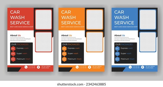 Creative Car Wash Flyer set, Abstract design carwash flyer bundle, Car Detailing, Auto Detailing Flyer, Car Wash poster templates