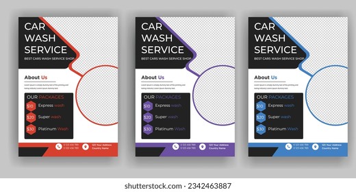 Creative Car Wash Flyer set, Abstract design carwash flyer bundle, Car Detailing, Auto Detailing Flyer, Car Wash poster templates svg