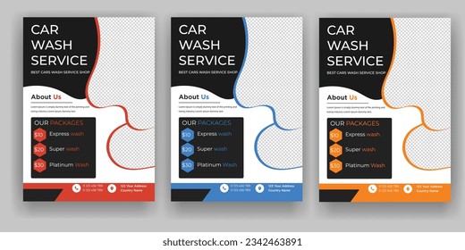 Creative Car Wash Flieger Set, Abstraktes Design Carwash-Flyer-Bundle, Auto Detection, Auto Detection Flyer, Kartenwaschplakate