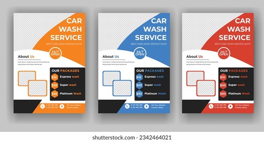 Creative Car Wash Flyer set, Abstract design carwash flyer bundle, Car Detailing, Auto Detailing Flyer, Car Wash poster templates