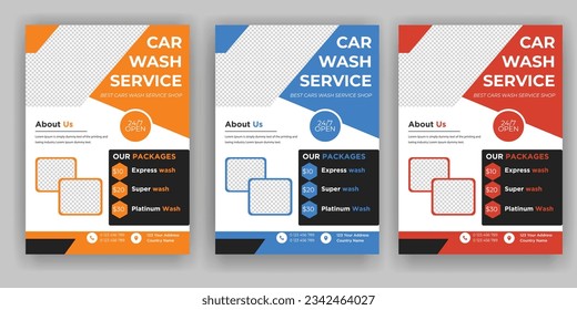 Creative Car Wash Flyer set, Abstract design carwash flyer bundle, Car Detailing, Auto Detailing Flyer, Car Wash poster templates