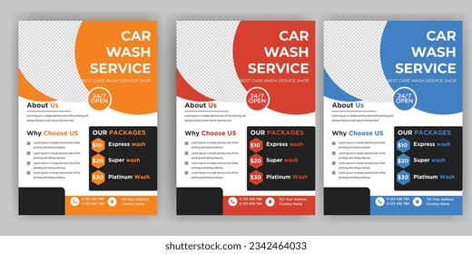 Creative Car Wash Flieger Set, Abstraktes Design Carwash-Flyer-Bundle, Auto Detection, Auto Detection Flyer, Kartenwaschplakate