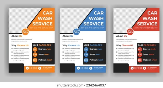 Creative Car Wash Flyer set, Abstract design carwash flyer bundle, Car Detailing, Auto Detailing Flyer, Car Wash poster templates